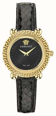 Versace Greca twist cadran noir / bracelet cuir noir VE6I00323