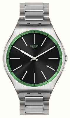 Swatch Cadran noir vert graphite / bracelet acier SS07S128G