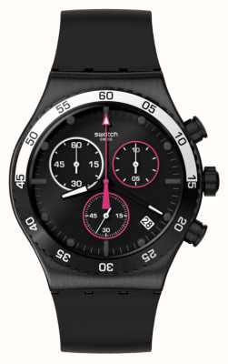 Swatch Magenta at night cadran chronographe noir / bracelet caoutchouc noir YVB413