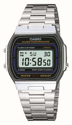 Casio Chronographe alarme (35 mm) cadran numérique / acier inoxydable A164WA-1VES