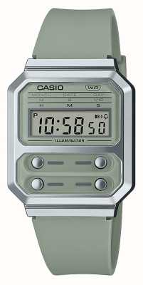 Casio Cadran numérique classique de la collection de couleurs a100 / bracelet en plastique vert A100WEF-3A