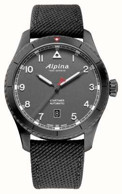 Alpina Pilote Startimer automatique (41mm) cadran gris / caoutchouc gris AL-525G4TS26