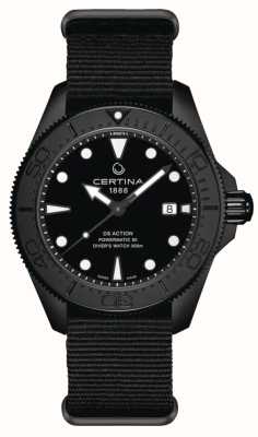 Certina Ds action plongeur automatique (43mm) cadran noir / bracelet tissu noir C0326073805100