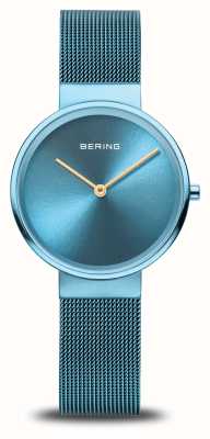 Bering Cadran bleu classique pour femme (31 mm) / bracelet milanais bleu 14531-388