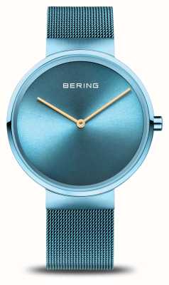 Bering Cadran bleu classique pour femme (39 mm) / bracelet milanais bleu 14539-388