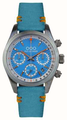 Out Of Order Chronographe sportif azur (40mm) cadran bleu / bracelet cuir bleu OOO.001-23.AZ.AZ