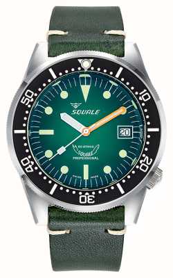 Squale 1521 green ray (42mm) cadran vert fumé / bracelet cuir italien vert 1521PROFGR.PVE