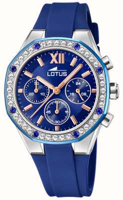 Lotus Excellent cadran bleu pour femme (38 mm) / bracelet en caoutchouc bleu L18875/2