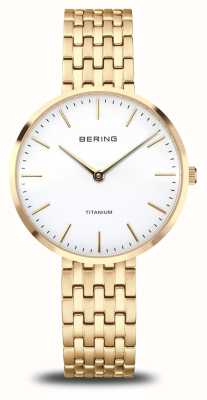 Bering Cadran blanc titane (34mm) / bracelet titane or 19334-334