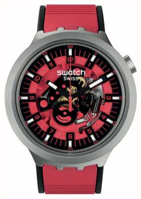 Swatch Big bold irony red juicy acier inoxydable (47mm) cadran squelette rouge / caoutchouc rouge SB07S110