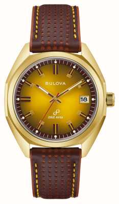 Bulova Jet star (40mm) cadran or / bracelet cuir marron 97B214
