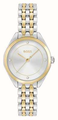 BOSS Mae (30mm) cadran argenté / bracelet bicolore or et acier inoxydable 1502724