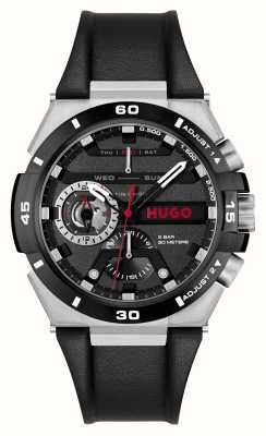 HUGO #wild (46mm) cadran noir / bracelet cuir noir 1530336