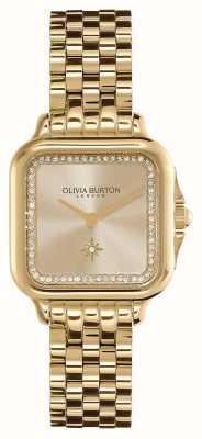 Olivia Burton Cadran champagne carré doux / bracelet en acier inoxydable doré 24000084