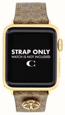 Coach Bracelet Apple Watch (38/40/41mm) bracelet en cuir marron avec embellissement fleur 14700235