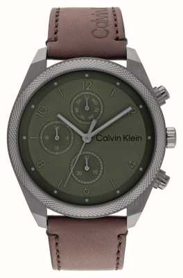Calvin Klein Impact homme (44mm) cadran vert / bracelet cuir marron 25200363
