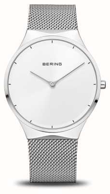 Bering Cadran blanc classique (38 mm) / bracelet en maille d'acier 12138-004