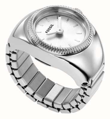 Fossil Montre anneau (15 mm) cadran blanc / bracelet extensible en acier inoxydable ES5245