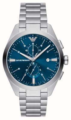 Emporio Armani Cadran chronographe bleu pour homme (43 mm) / bracelet en acier inoxydable AR11541