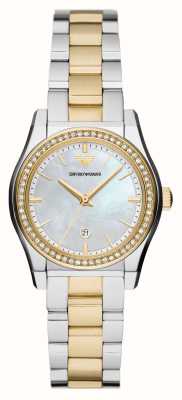 Emporio Armani Cadran nacre femme (32 mm) / bracelet acier inoxydable bicolore AR11559