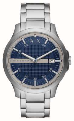 Armani Exchange Cadran bleu / bracelet en acier inoxydable pour hommes (46 mm) AX2451