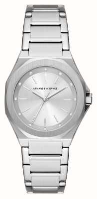 Armani Exchange Cadran argenté / bracelet en acier inoxydable pour femme (34 mm) AX4606