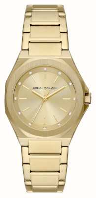 Armani Exchange Cadran doré pour femme (34 mm) / bracelet en acier inoxydable doré AX4608