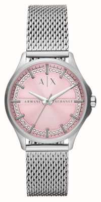 Armani Exchange Cadran rose / bracelet maille acier pour femme (36 mm) AX5273