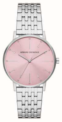 Armani Exchange Cadran rose / bracelet en acier inoxydable pour femme (36 mm) AX5591