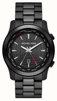 Michael Kors Runway gmt (45mm) cadran noir / bracelet acier inoxydable noir MK9110