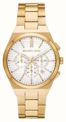 Michael Kors Cadran chronographe blanc Lennox (41 mm) / bracelet en acier inoxydable doré MK9120