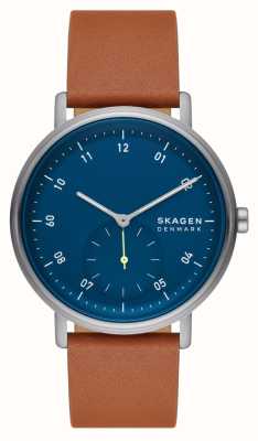Skagen Kuppel (44mm) cadran bleu / bracelet cuir marron SKW6888