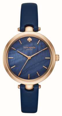 Kate Spade Holland (34mm) cadran nacre bleue / bracelet cuir bleu KSW1157