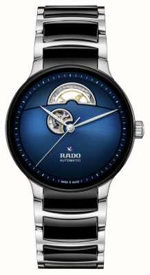 RADO Centrix automatique coeur ouvert (39,5 mm) cadran bleu / bracelet céramique acier inoxydable R30012202