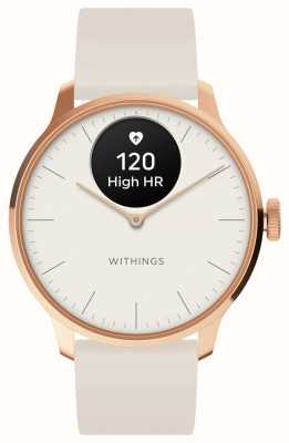 Withings Scanwatch light - montre intelligente hybride (37 mm) cadran blanc + bracelet sport premium or rose / blanc HWA11-MODEL 1-ALL-INT