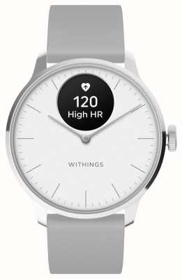 Withings Scanwatch light - montre intelligente hybride (37 mm) cadran blanc / bracelet sport gris premium HWA11-MODEL 3-ALL-INT