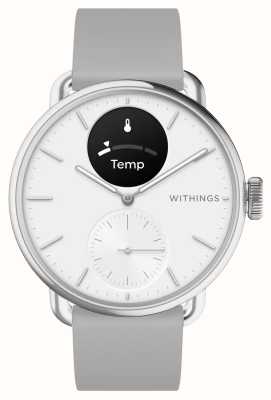 Withings Scanwatch 2 - montre intelligente hybride avec cadran hybride blanc ECG (38 mm) / silicone gris HWA10-MODEL 2-ALL-INT