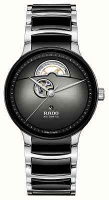 RADO Centrix automatique à cœur ouvert (39,5 mm) cadran noir / bracelet en céramique en acier inoxydable R30012152