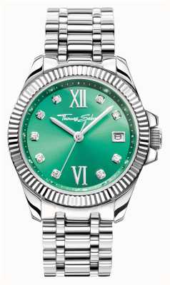 Thomas Sabo Cadran vert divin (33 mm) pour femme / bracelet en acier inoxydable WA0404-201-211-33
