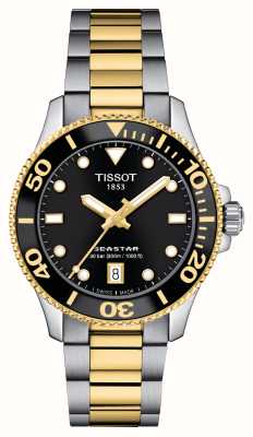 Tissot Seastar 1000 (36 mm) cadran noir / bracelet acier inoxydable bicolore T1202102205100