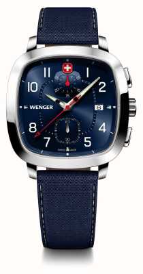 Wenger Chrono sport vintage pour homme (40 mm) cadran bleu / bracelet smartcycle bleu 01.1933.110