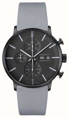 Junghans Forme un chronoscope (42mm) cadran noir & gris / bracelet cuir gris 27/4371.01