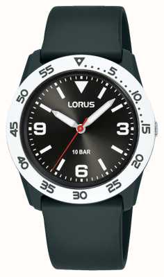 Lorus Montre à quartz pour enfants 100 m (36,5 mm), cadran noir soleillé / bracelet en PU noir RRX85HX9