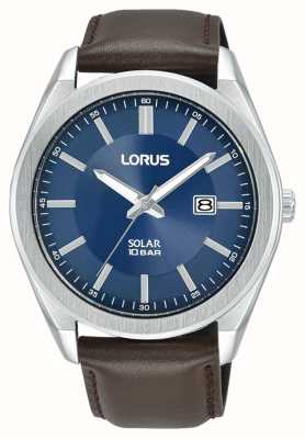 Lorus Sports solaire 100 m (42,5 mm) cadran soleillé bleu / cuir marron RX357AX9