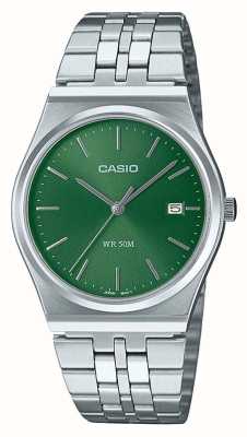 Casio Quartz analogique série Mtp (35 mm) cadran soleillé vert forêt / bracelet en acier inoxydable MTP-B145D-3AVEF