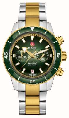 RADO Chronographe Captain Cook automatique (43 mm) cadran vert / bracelet acier inoxydable + 2 bracelets supplémentaires R32151318
