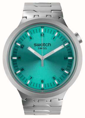 Swatch Big bold irony aqua shimmer (47 mm) cadran turquoise / bracelet en acier inoxydable SB07S100G