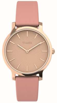 Timex Montre femme transcend (34 mm) en or rose / bracelet en cuir rose TW2V66900