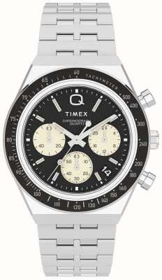 Timex Chrono inspiré du plongeur Q (40 mm), cadran noir / bracelet en acier inoxydable TW2V42600
