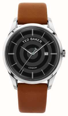 Ted Baker Montre Leytonn (40 mm) pour homme avec cadran noir / bracelet en cuir marron BKPLTF301